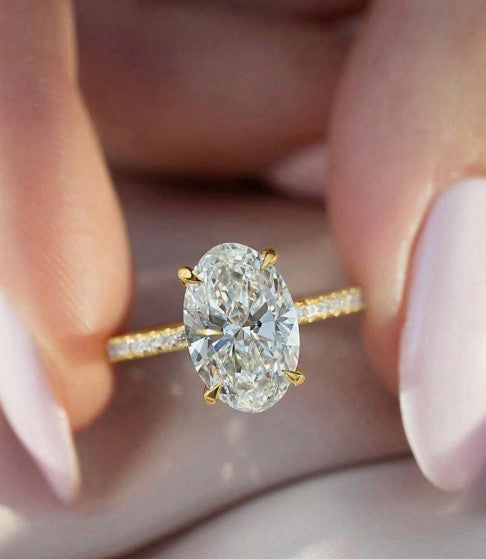 The Athena - 2Ct Oval Solitaire Pave Band