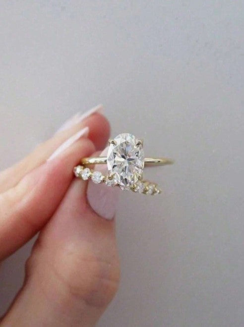 The Mirelva Stackable – 2Ct Oval Solitaire with Marquise Accent Band